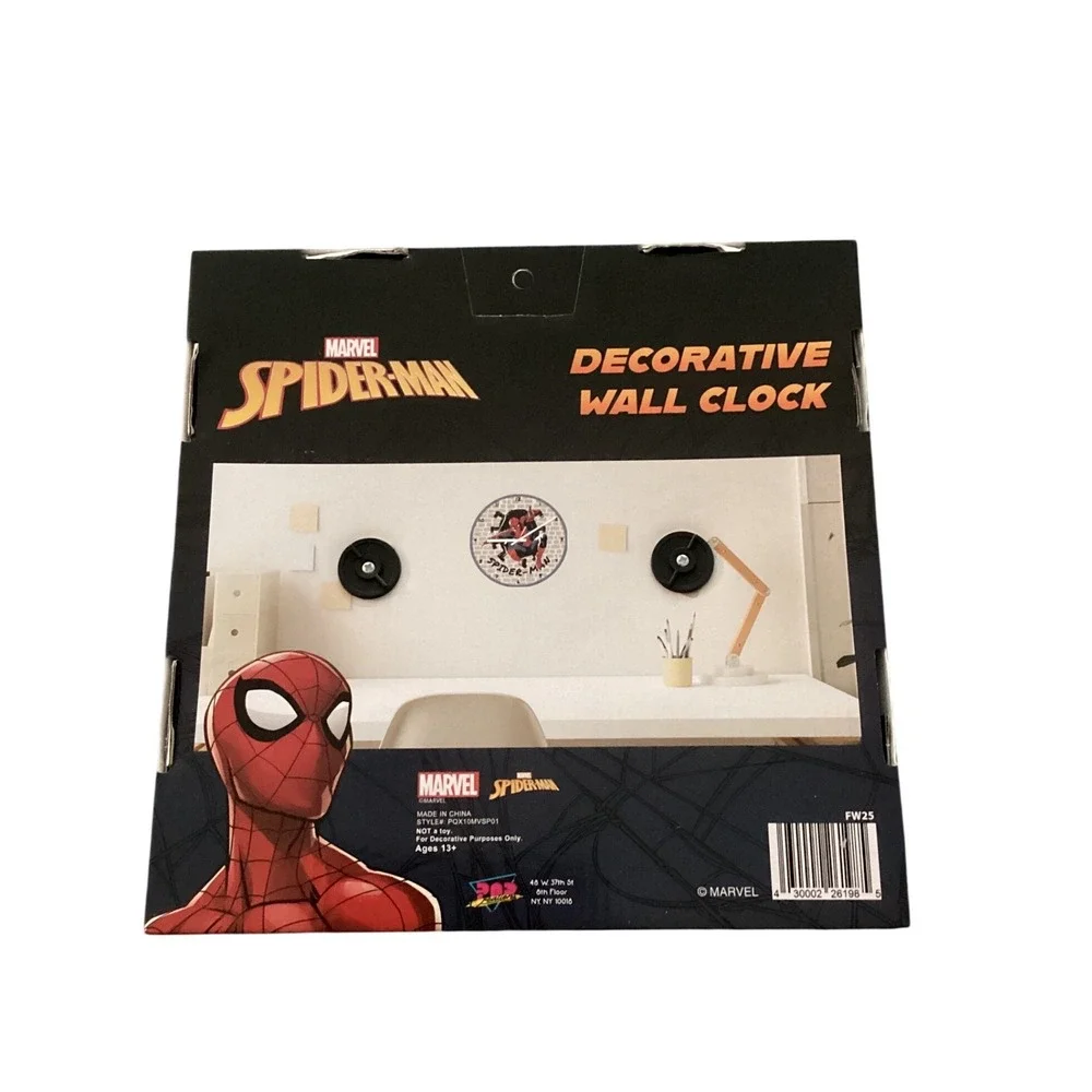 Marvel Spider-Man Decorative Wall Clock Blue Round Kids Room‎ Decor POX10MVSP01